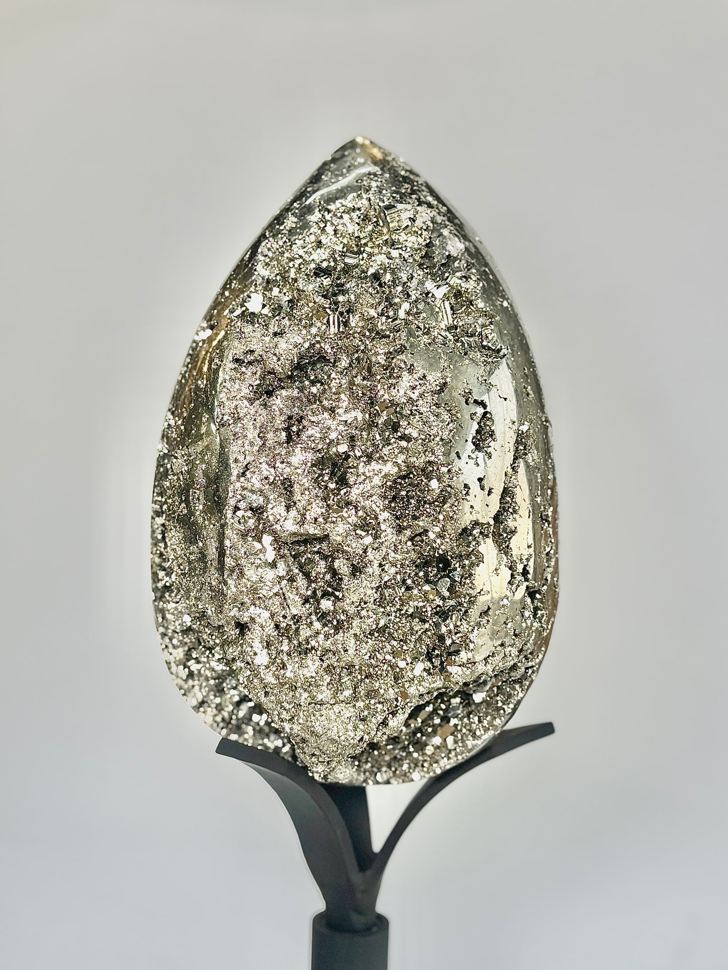 Extra Large Peruvian Pyrite Druzy Egg Carving 10.7 Kg – Abundance & Prosperity