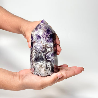 Eight Facet Chevron Amethyst Tower – 729g - Balanced Energy & Refined Clarity