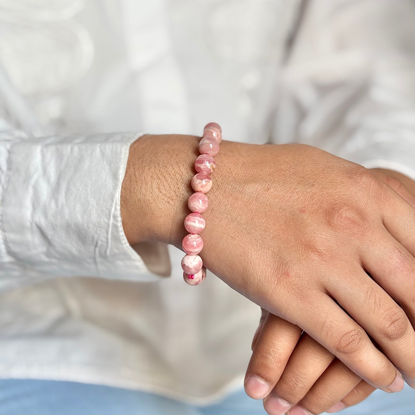 AAA Rhodochrosite Bead Bracelet - 8mm | Encourages Joy & Optimism