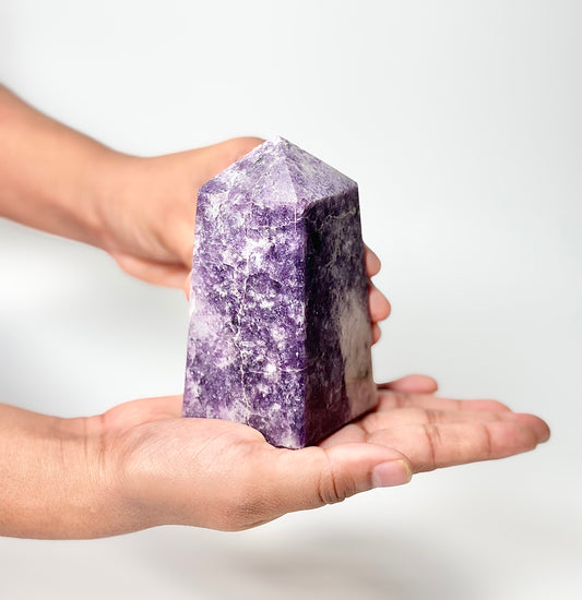 Four Facet Lepidolite Tower – 495g - Soft Tones & Steady Presence