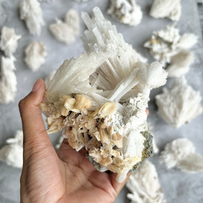 Scolecite with stilbite inclusion Cluster - 624 Gm | Foster kindness and empathy and enhances Spiritual journey