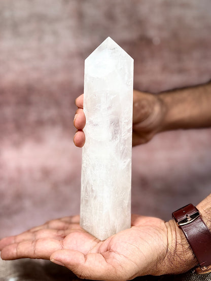 Natural Clear Quartz Crystal Tower