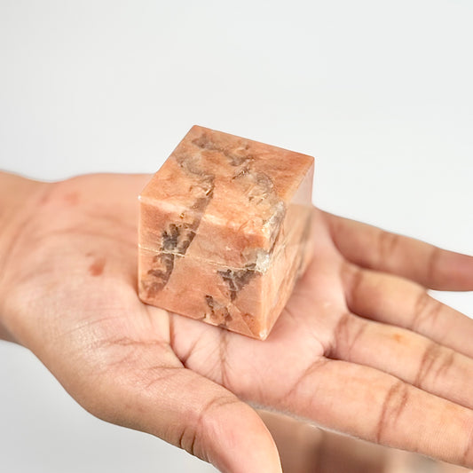 Peach Moonstone Cube - Compassion & Empathy