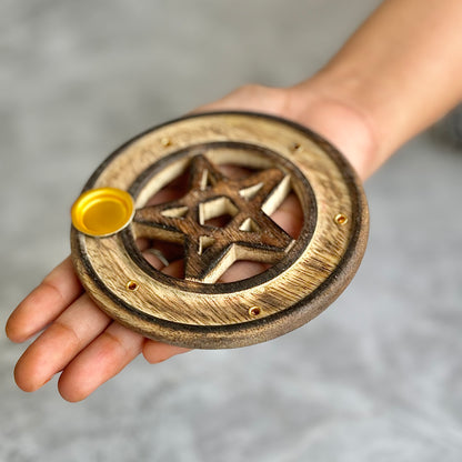 Pentacle Wooden Incense & Dhoop Cone Display Stand