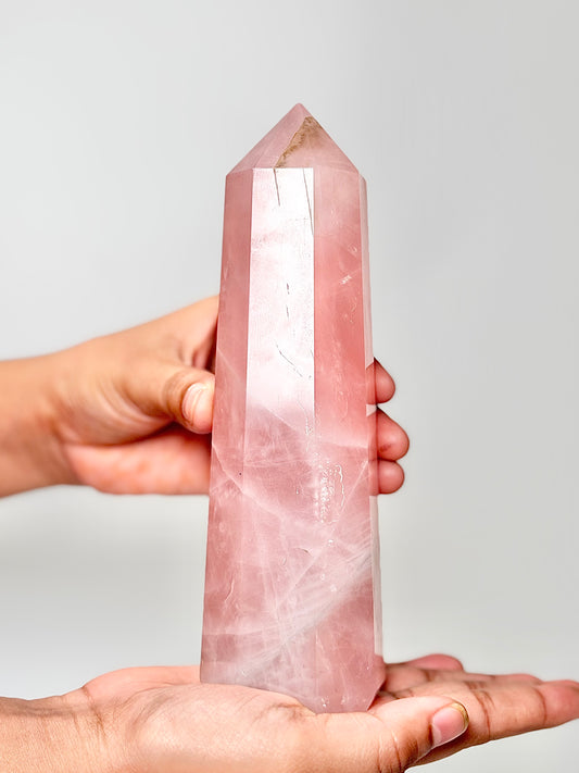 Eight Facet Rose Quartz Tower – 700g - Elegance, Warmth & Gentle Charm