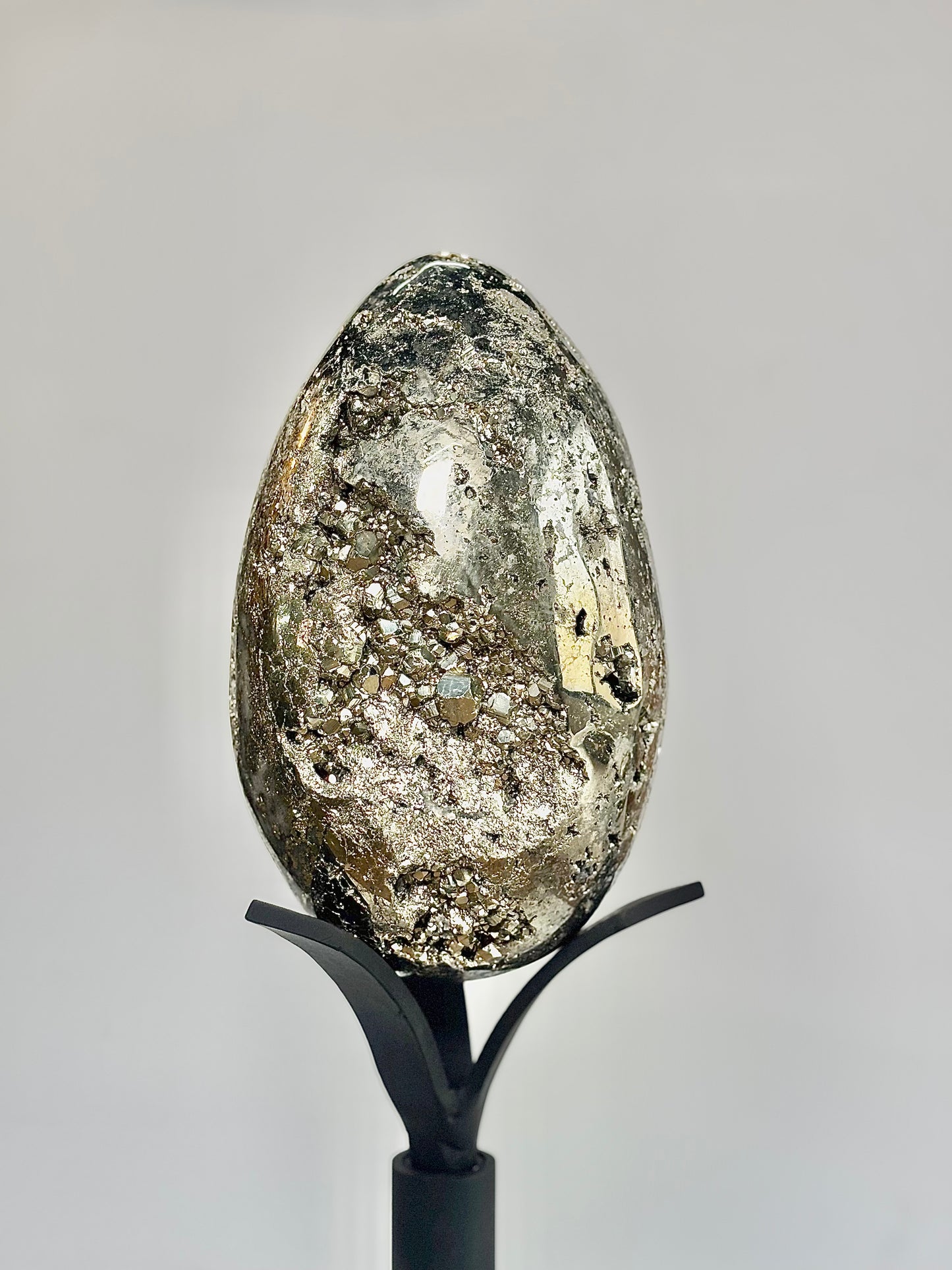 Extra Large Peruvian Pyrite Druzy Egg Carving 6.6 Kg – Abundance & Prosperity