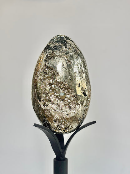Extra Large Peruvian Pyrite Druzy Egg Carving 6.6 Kg – Abundance & Prosperity