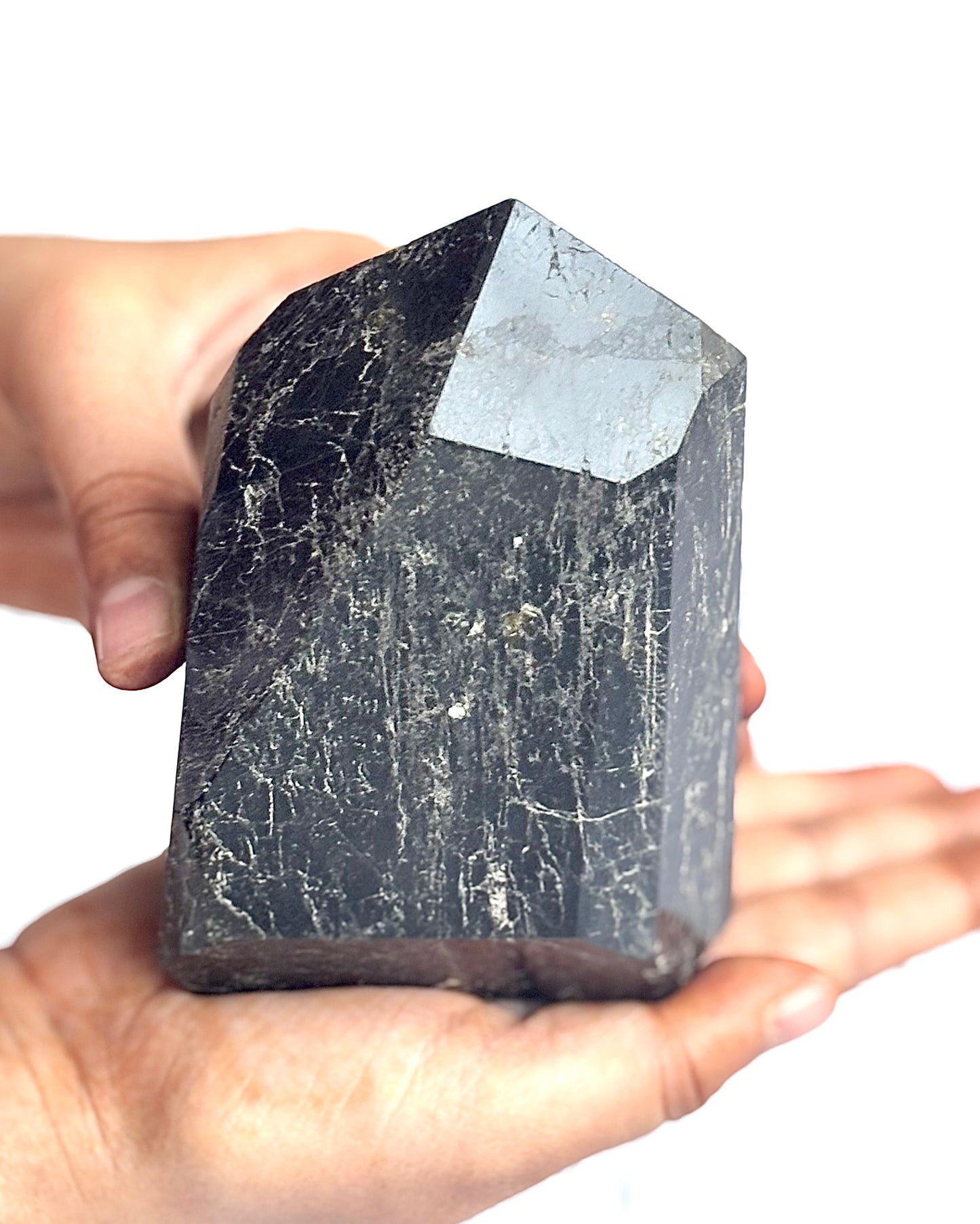 Black Tourmaline Irregular Towers | Mica Inclusion - 950 Gm | Stone of Protection