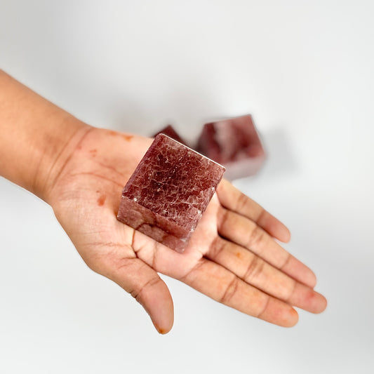 Strawberry Quartz Cube - Promotes Happiness & Joy