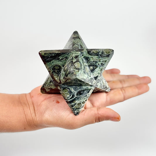 Kambaba Jasper Large Merkaba Carving - 440 Gm