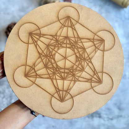 Metatron's Cube Wooden Crystal Grid Tile | Board