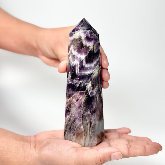 Eight Facet Chevron Amethyst Tower – 527g - Balanced Energy & Refined Clarity
