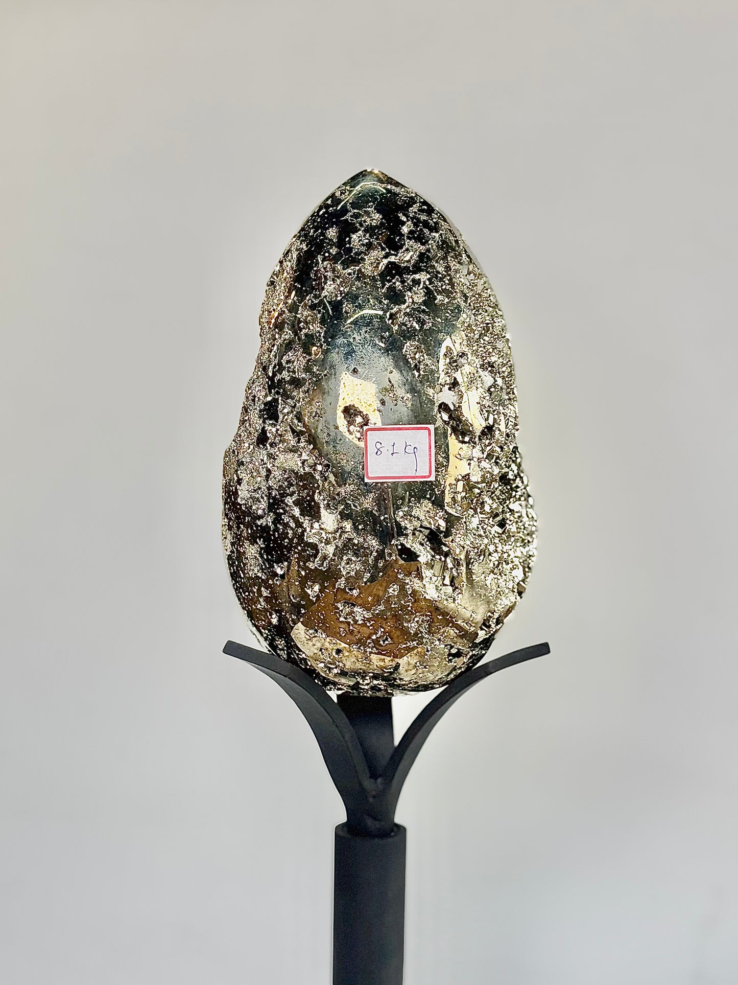 Extra Large Peruvian Pyrite Druzy Egg Carving 8.1 Kg – Abundance & Prosperity