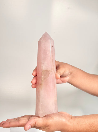 Rose Quartz Six-Facet Tower – 613g - Attract Love • Heal Emotionally • Radiate Compassion