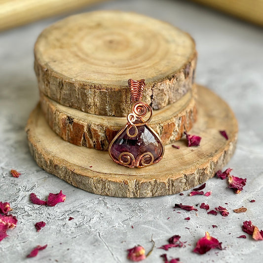 Amethyst Copper wire wrapped Pendant | Stone for activating Third Eye