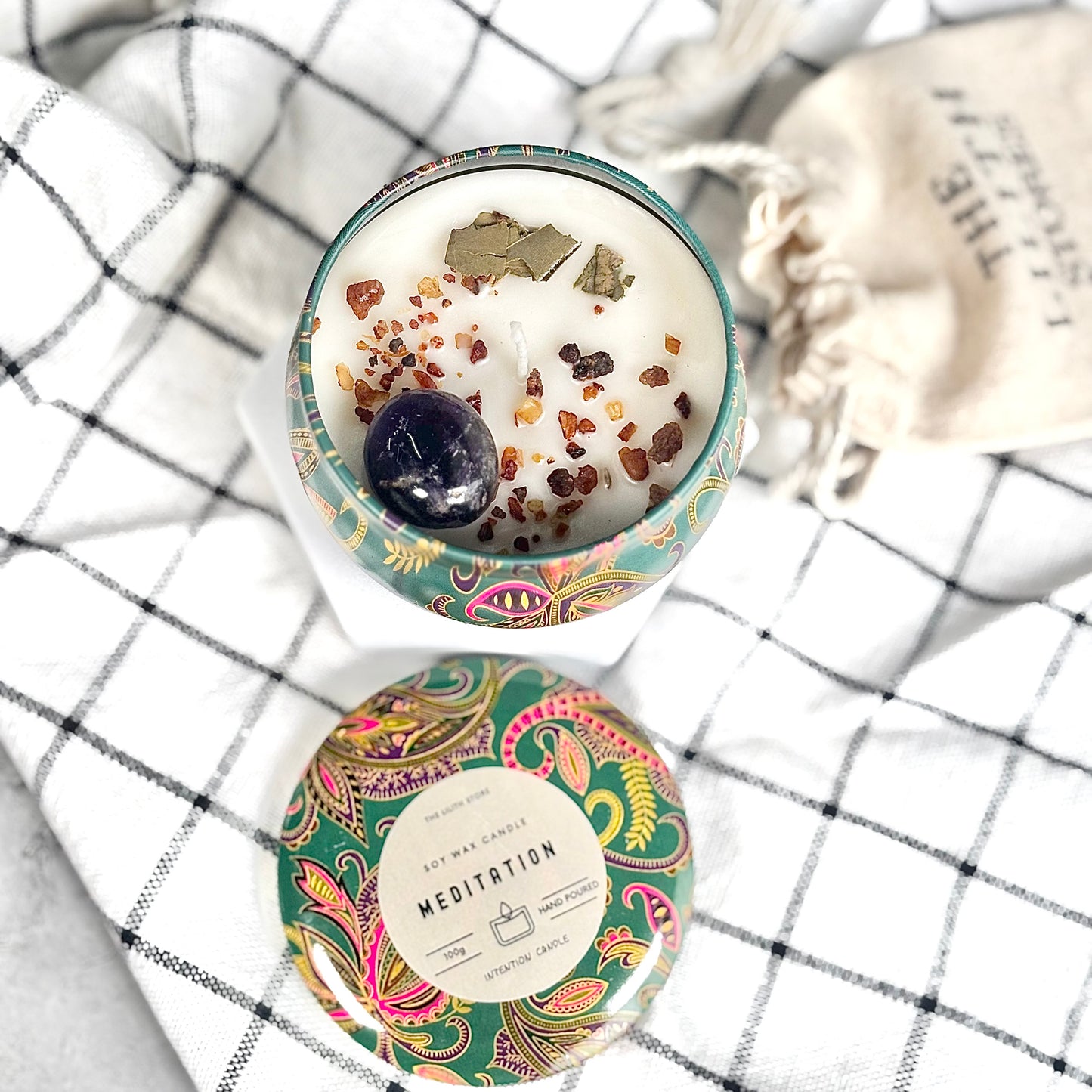 Meditation Tin Container Soy Intention Candle - 100 g