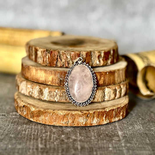 Rose Quartz Oxidised Pendant – Love & Gentle Energy