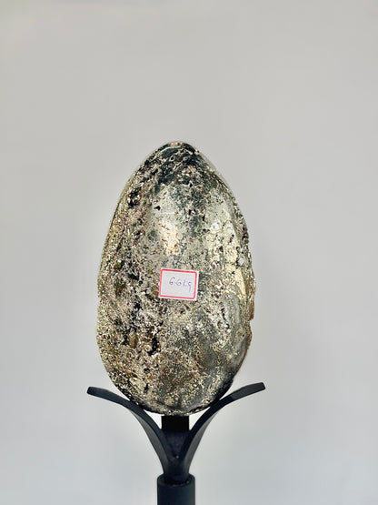 Extra Large Peruvian Pyrite Druzy Egg Carving 6.6 Kg – Abundance & Prosperity