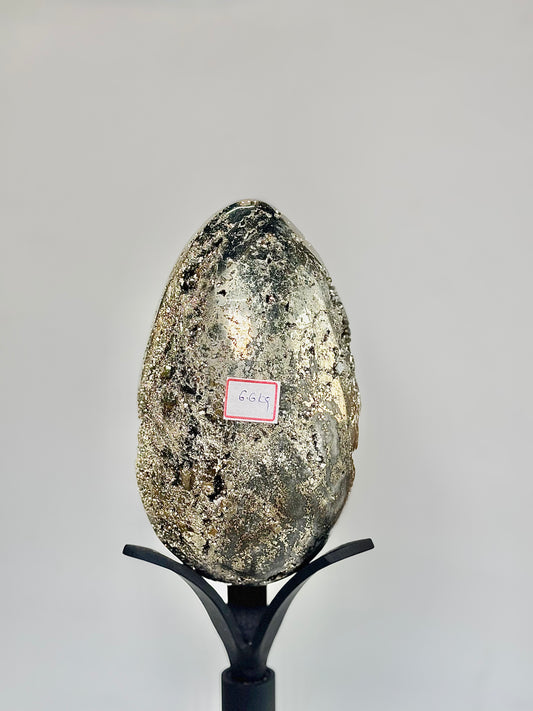 Extra Large Peruvian Pyrite Druzy Egg Carving 6.6 Kg – Abundance & Prosperity