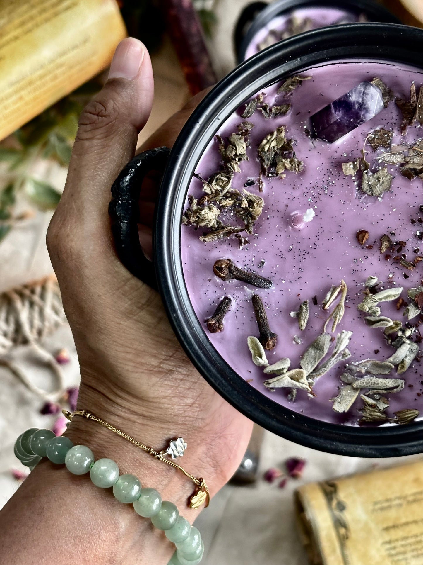 Cleansing & Purification Pentacle Print Cauldron Candle