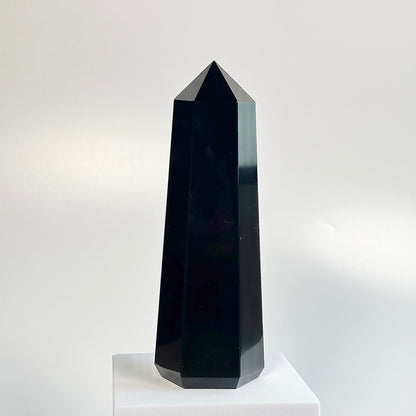 Black Obsidian Six-Facet Tower – 596g - Ground • Shield • Release
