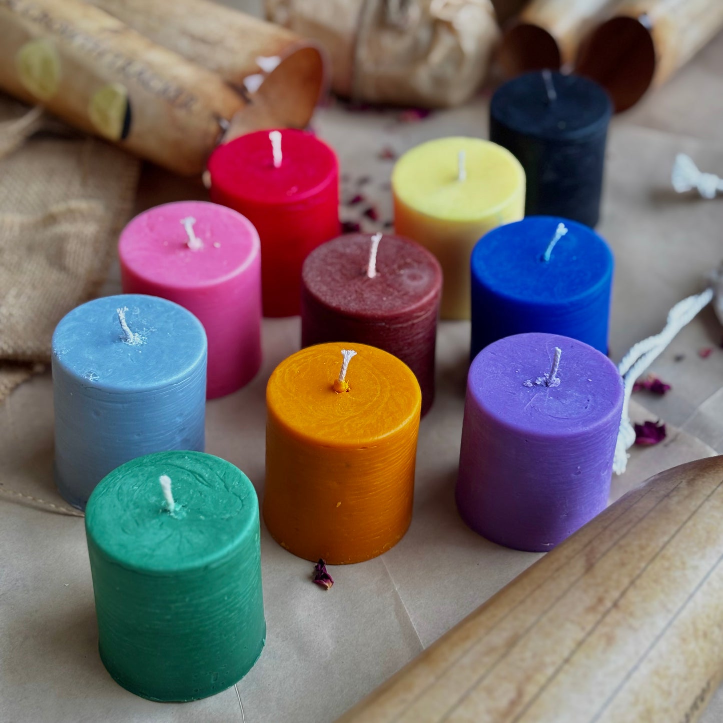 Pack of 11 Soy Wax Pillar Candles (2 Inch) – Assorted Ritual & Décor Colours