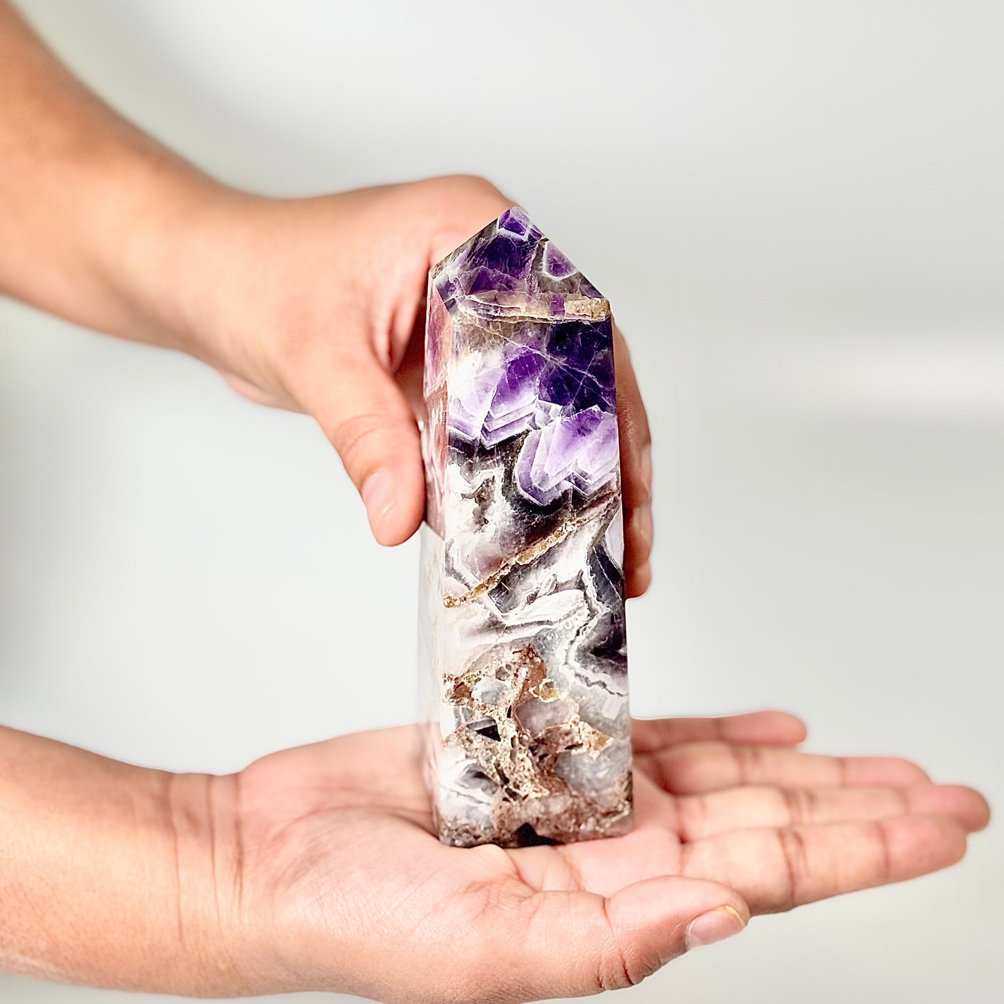 Four Facet Chevron Amethyst Tower – 360g - Amplified Intuition & Focused Healing