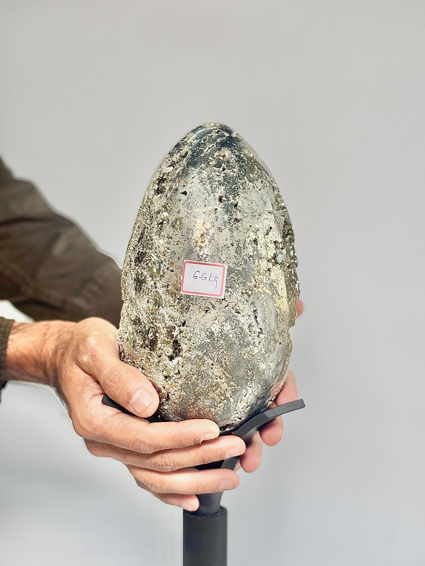 Extra Large Peruvian Pyrite Druzy Egg Carving 6.6 Kg – Abundance & Prosperity