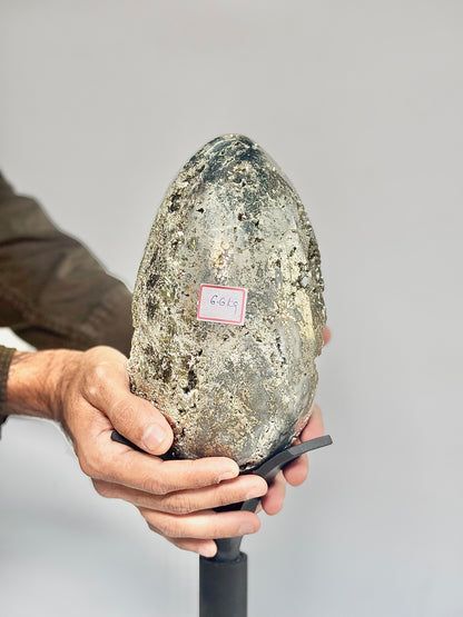 Extra Large Peruvian Pyrite Druzy Egg Carving 6.6 Kg – Abundance & Prosperity
