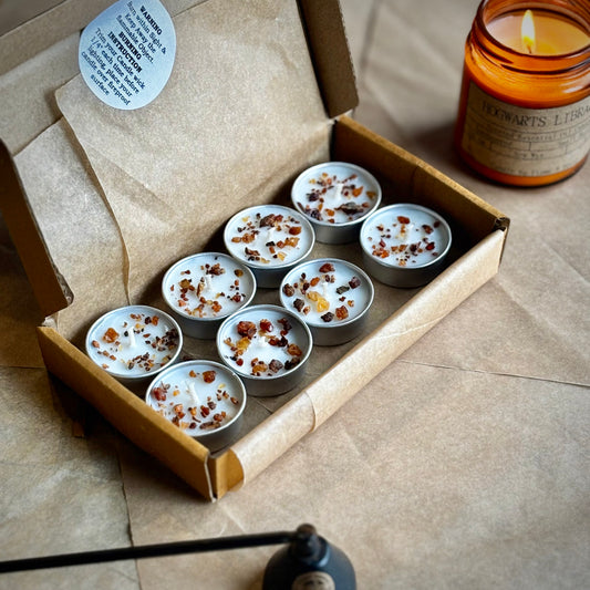 Myrrh Resin Infused Soy Wax Tealight Candles – Unscented (Pack of 8)