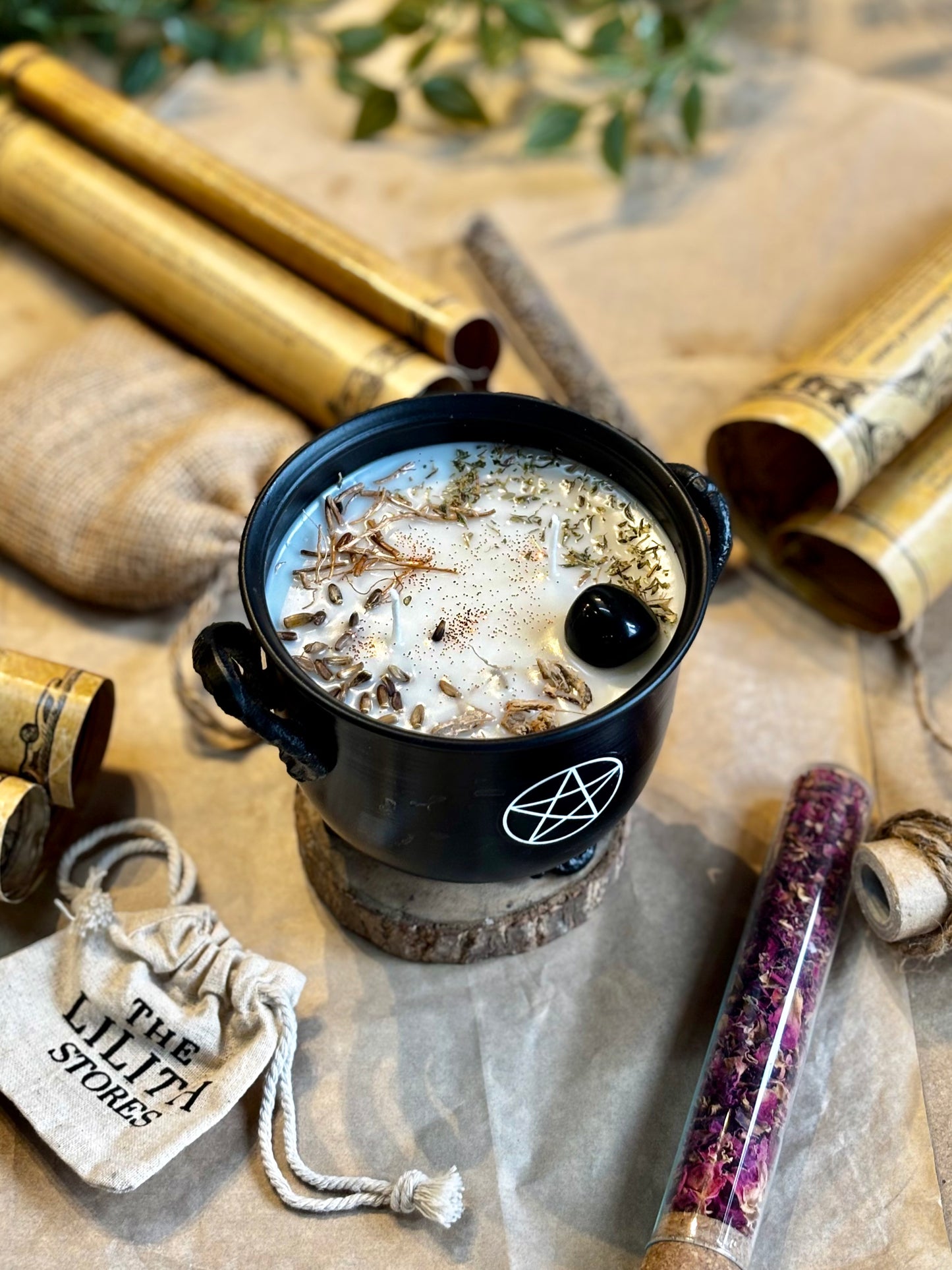 Pentacle Print Cauldron Candle | Remove Evil eye & Cleanse & Protect