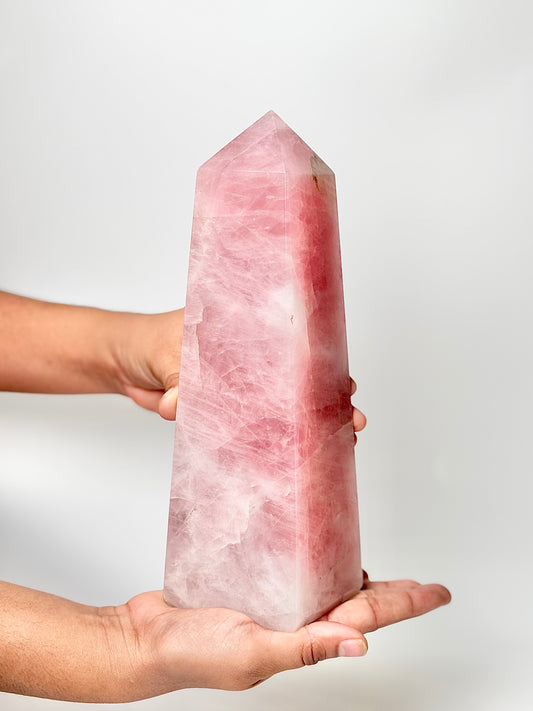 Four Facet Rose Quartz Tower – 1.8kg - Soft Elegance & Balanced Design