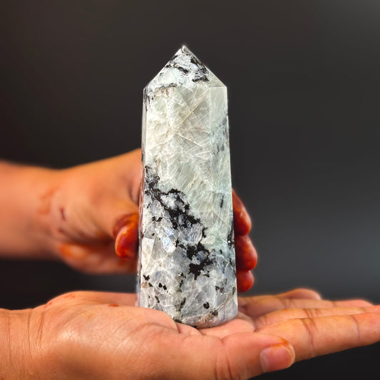 Rainbow Moonstone Large Tower - 320 Gm | Compassion & empathy
