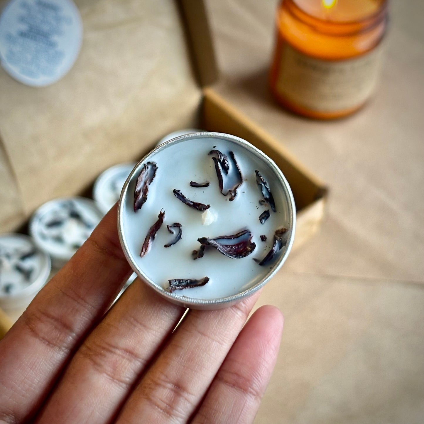 Hibiscus Infused Soy Wax Tealight Candles – Unscented (Pack of 8)