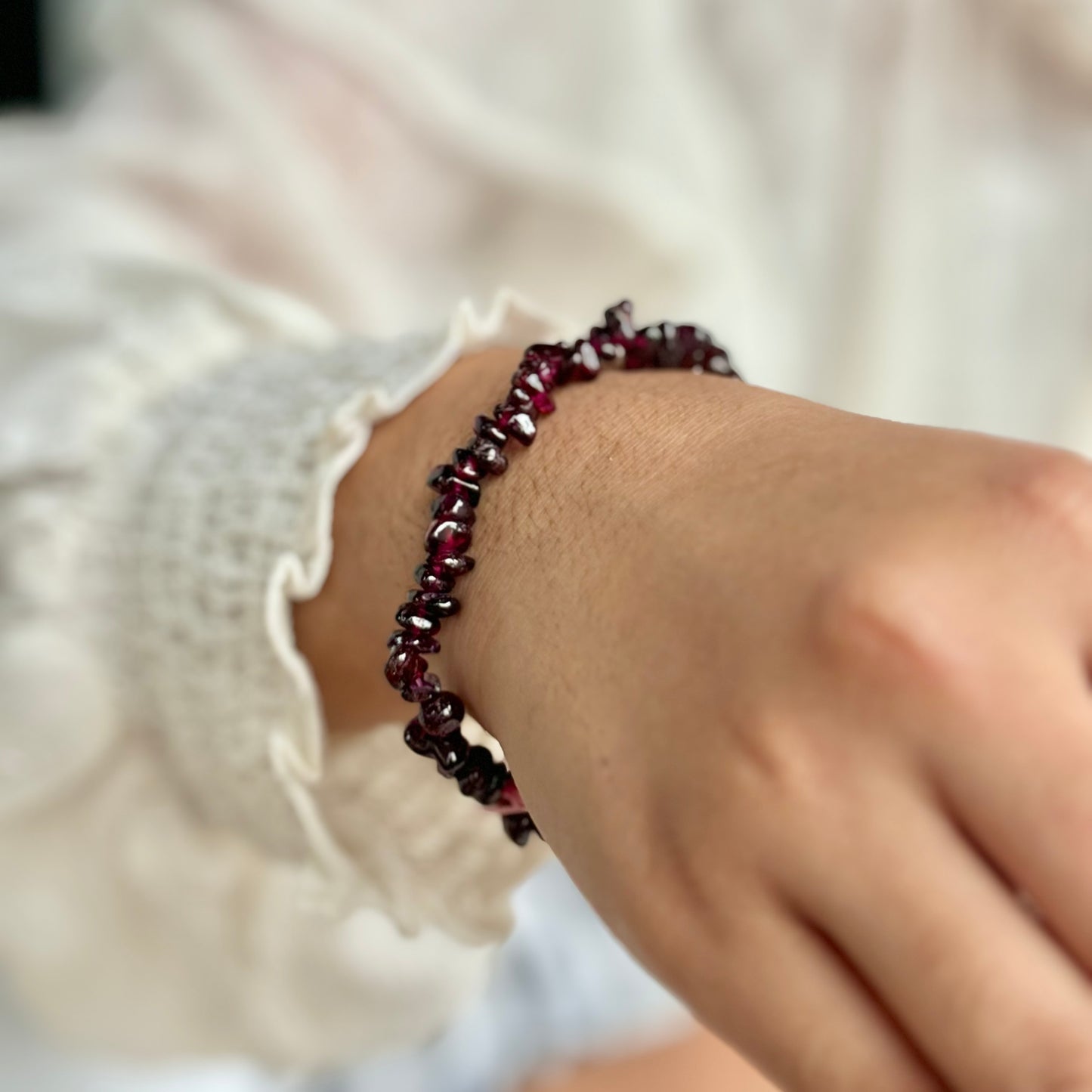 Garnet Chips Bracelet | Root Chakra , Inspire Love & Strengthen survival Instincts