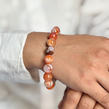 Flower Carnelian Bead Bracelet - 10mm | Boosts Motivation & Growth