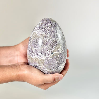 Lepidolite Large Egg Carving - 1580 Gm