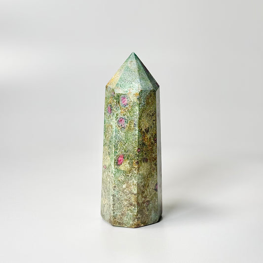 Eight Facet Ruby Fuchsite Tower – 708g - Vivid Colour & Harmonised Form
