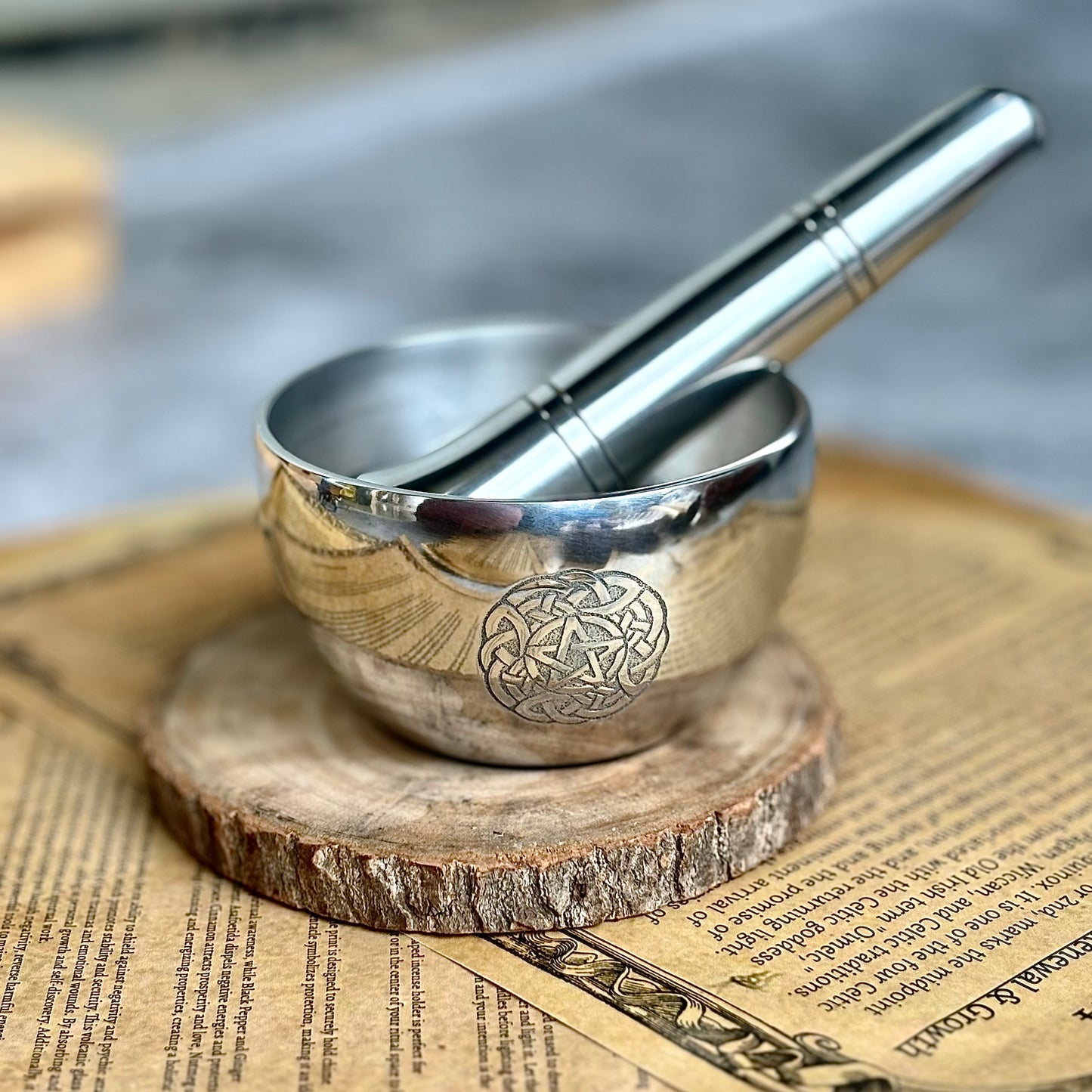 Pentacle Carved Mortar Pestle