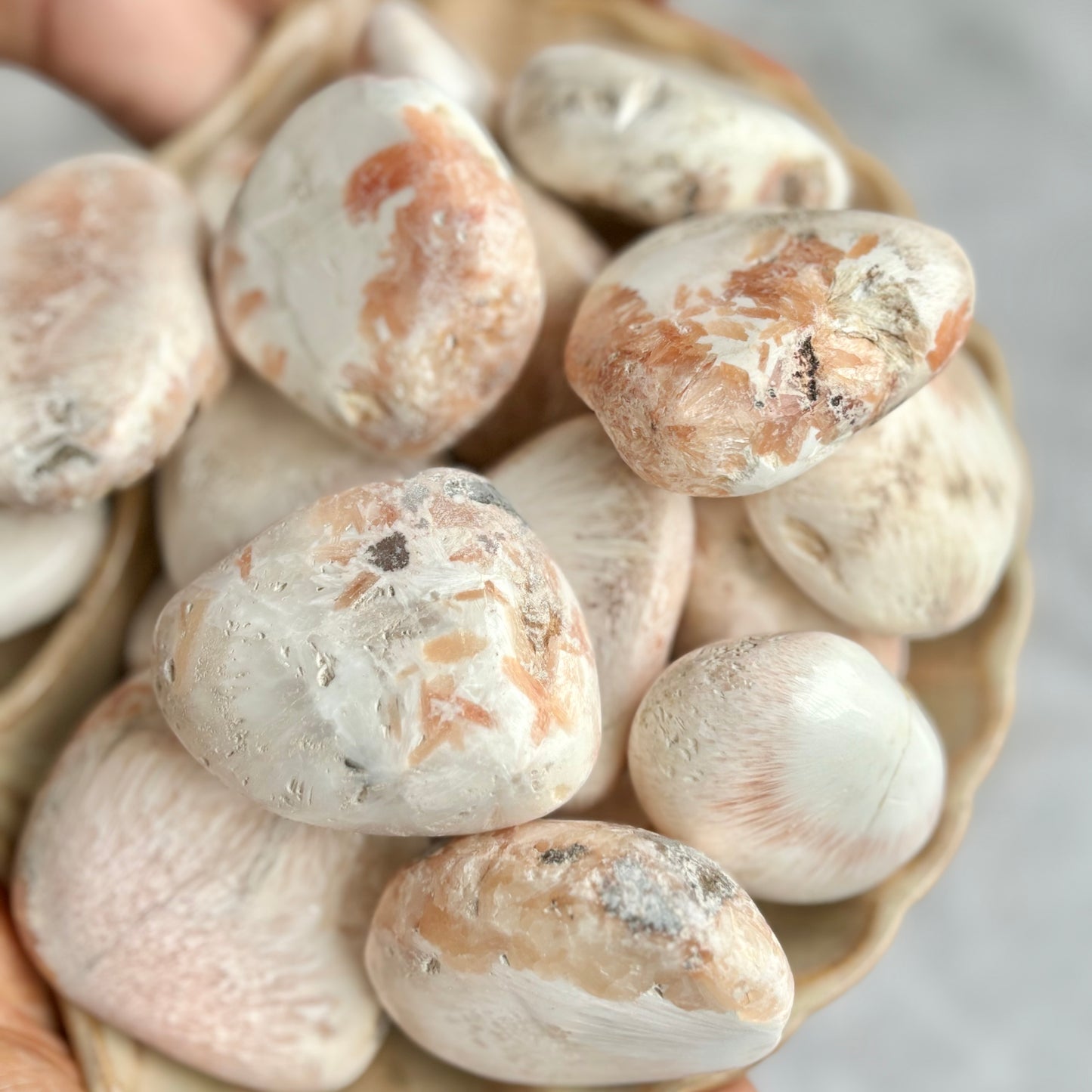 Pink Scolecite Palm Stone | Personal Growth & Spirirual Development