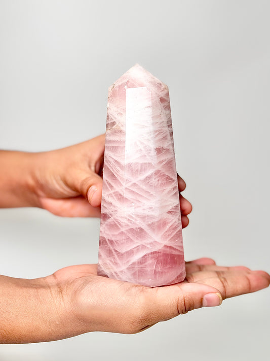 Eight Facet Rose Quartz Tower – 668g - Elegance, Warmth & Gentle Charm