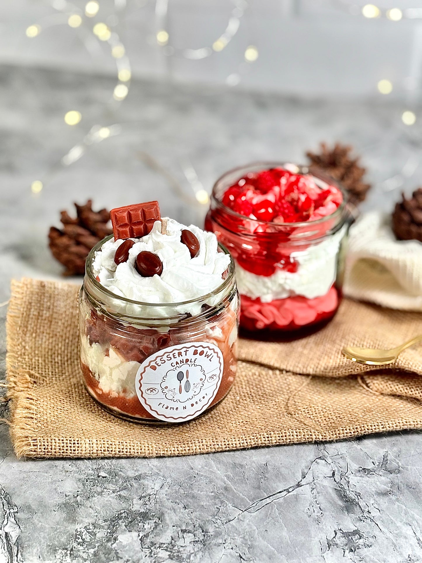 Set of 2 Dessert Candles – Strawberry Cheesecake & Choco Coffee Cheesecake