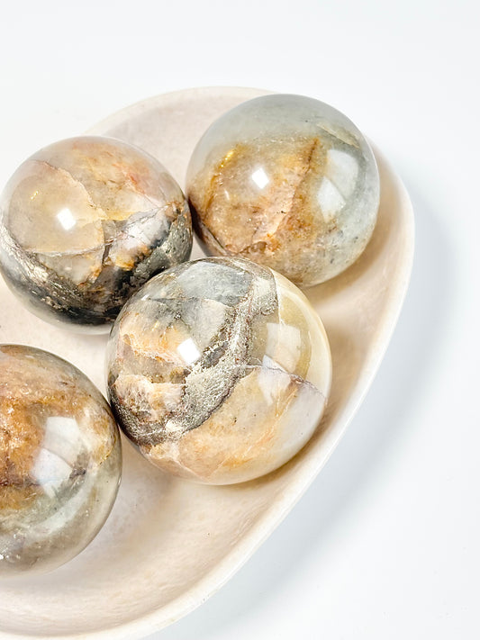 Golden Healer with Pyrite Sphere - Spiritual Growth & Prosperity