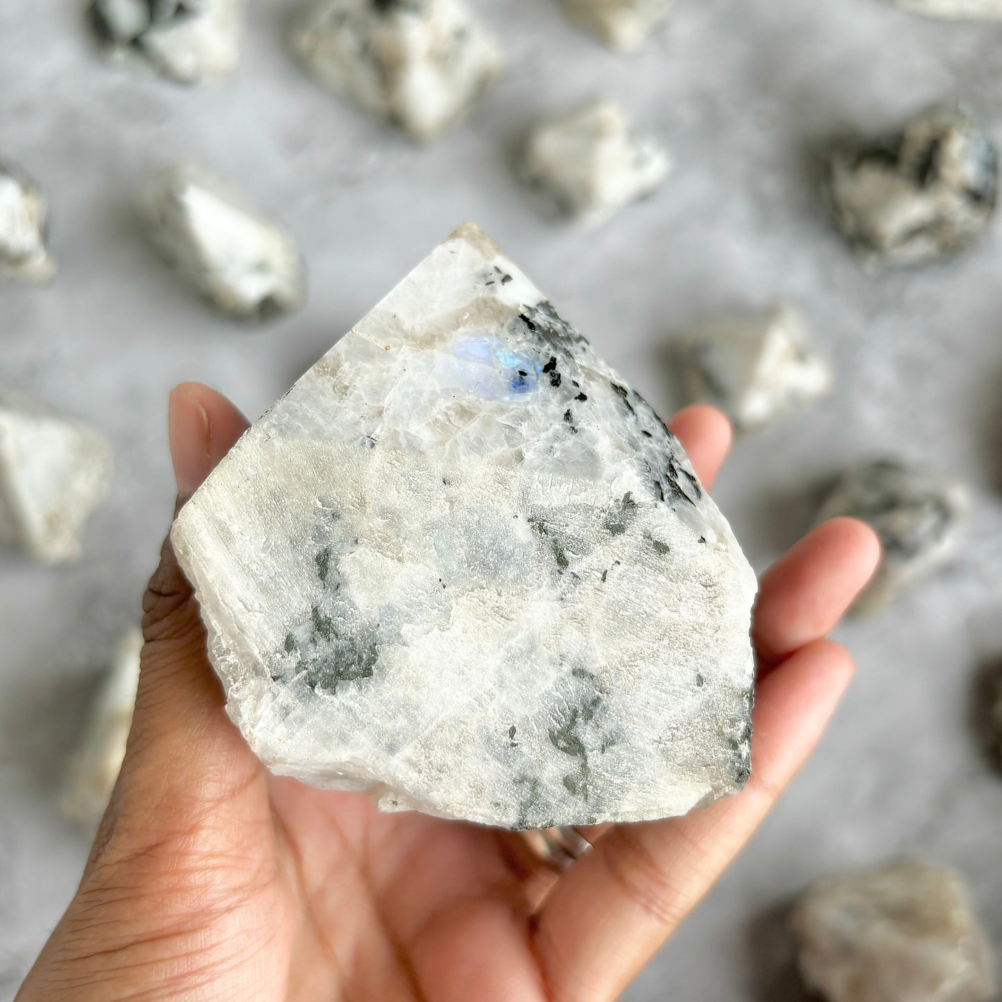 Rainbow Moonstone Raw with Polished Point - 391 Gm | Cultivates Compassion & empathy