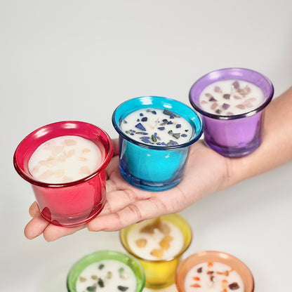 Set of 6 Crystal Tealights – Soy Wax & Scented