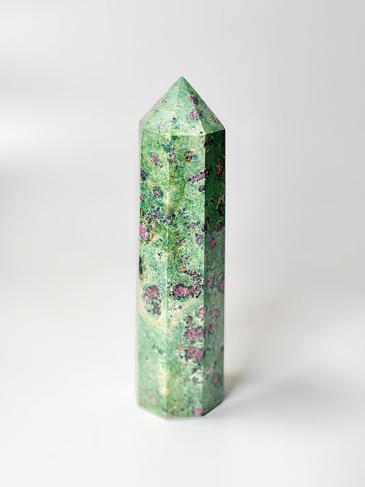 Eight Facet Ruby Fuchsite Tower – 1.2kg - Vivid Colour & Harmonised Form