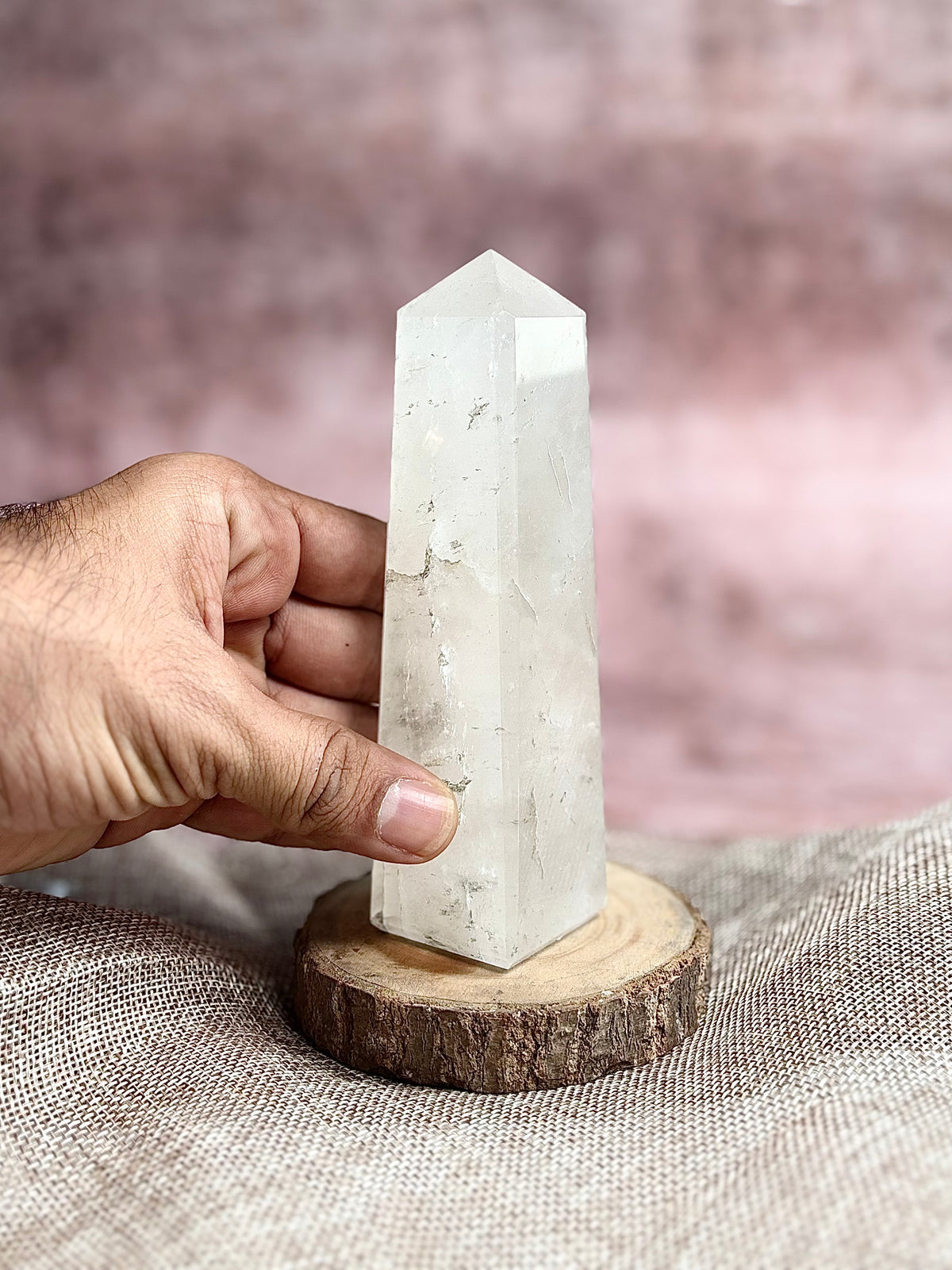 Natural Clear Quartz Crystal Tower
