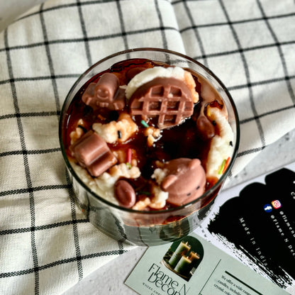 Coffee & Vanilla Dessert Bowl Topped with Cream & Waffle Soy Scented Candle