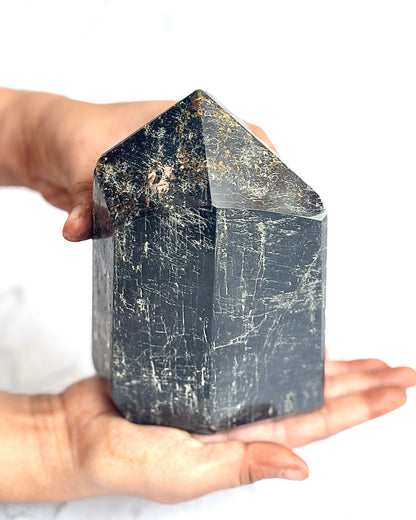 Black Tourmaline Irregular Towers | Mica Inclusion - 1740 Gm | Stone of Protection