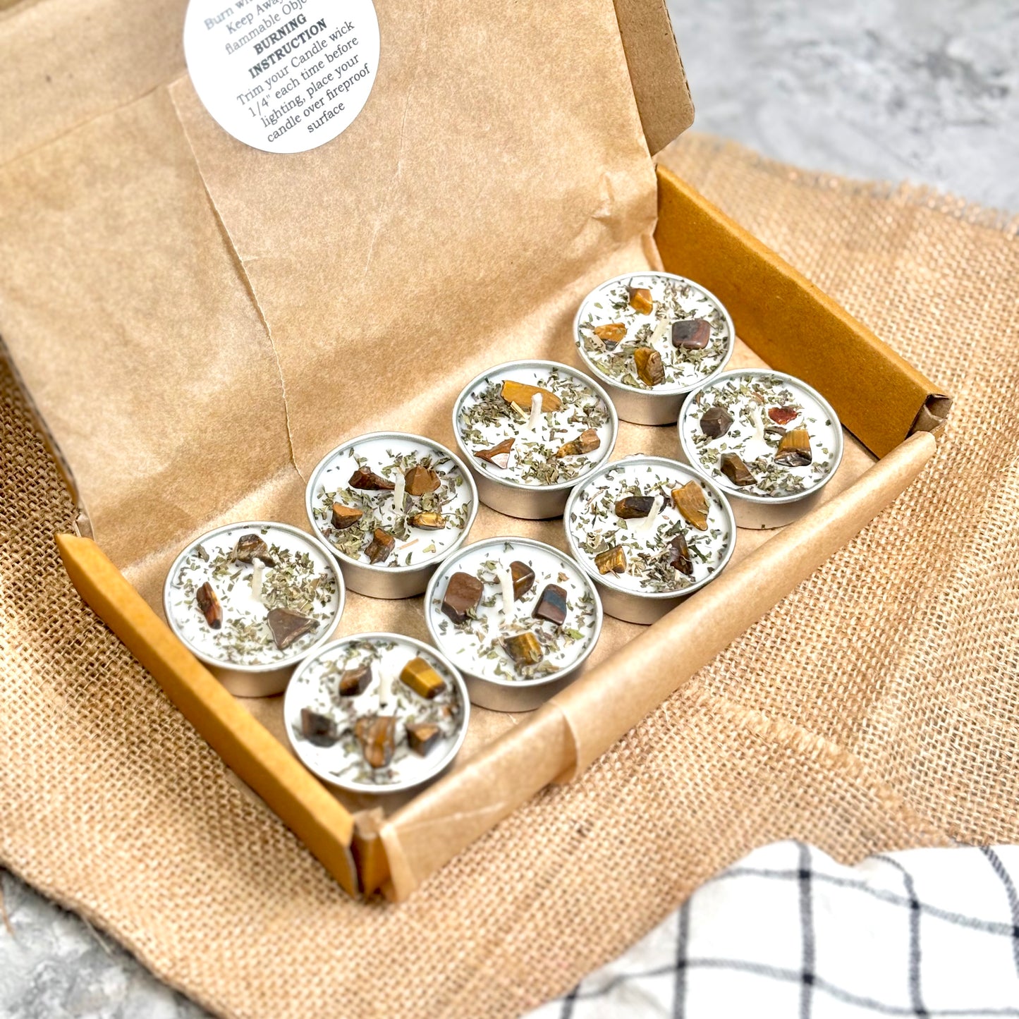 Peppermint & Tiger’s Eye Soy Tealight Candle